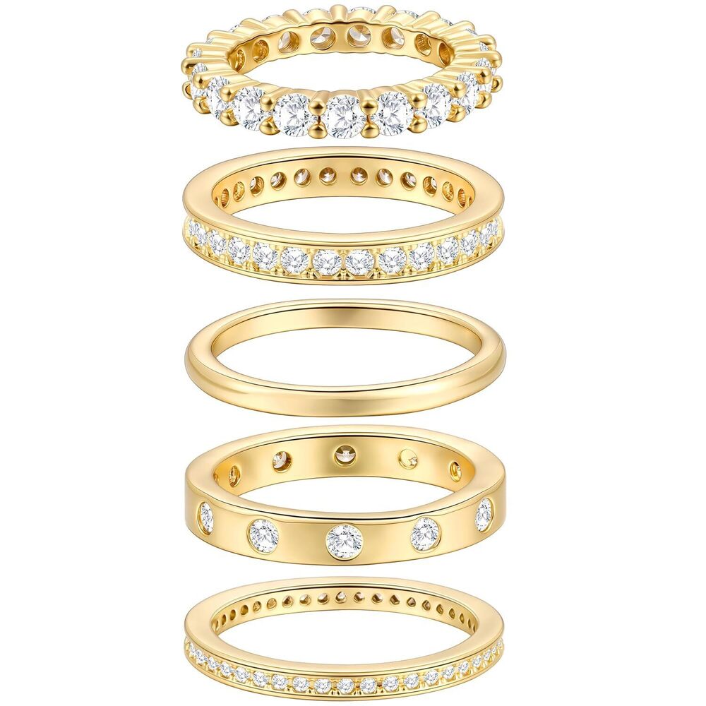 Gold Rings for Women Non Tarnish, 14k Gold Plated Dainty Stacking Cubic